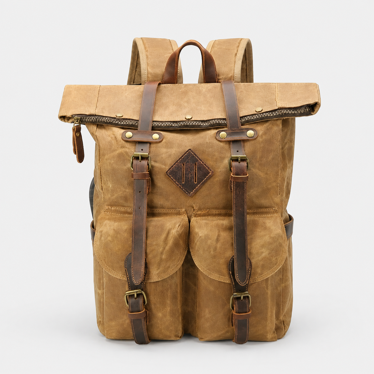 Edril Tall Roll-Top Canvas Backpack