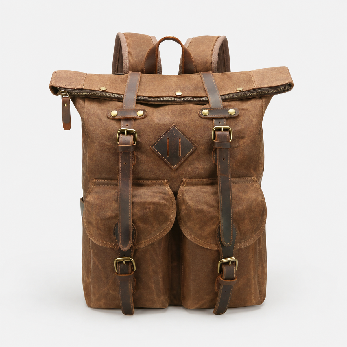 Edril Tall Roll-Top Canvas Backpack