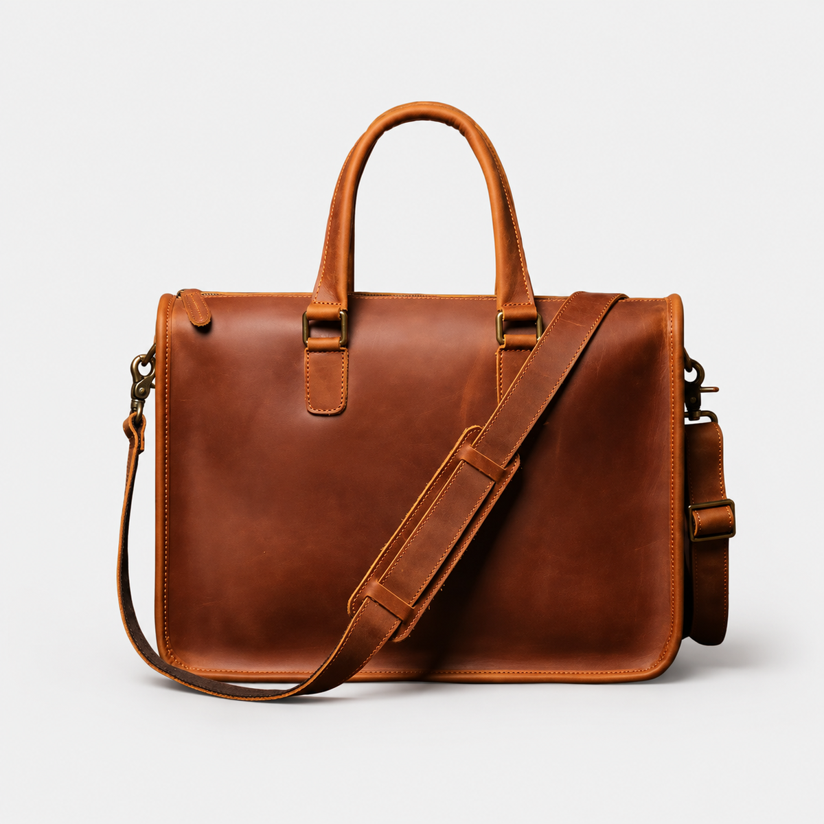 Halston Structured Leather Briefcase