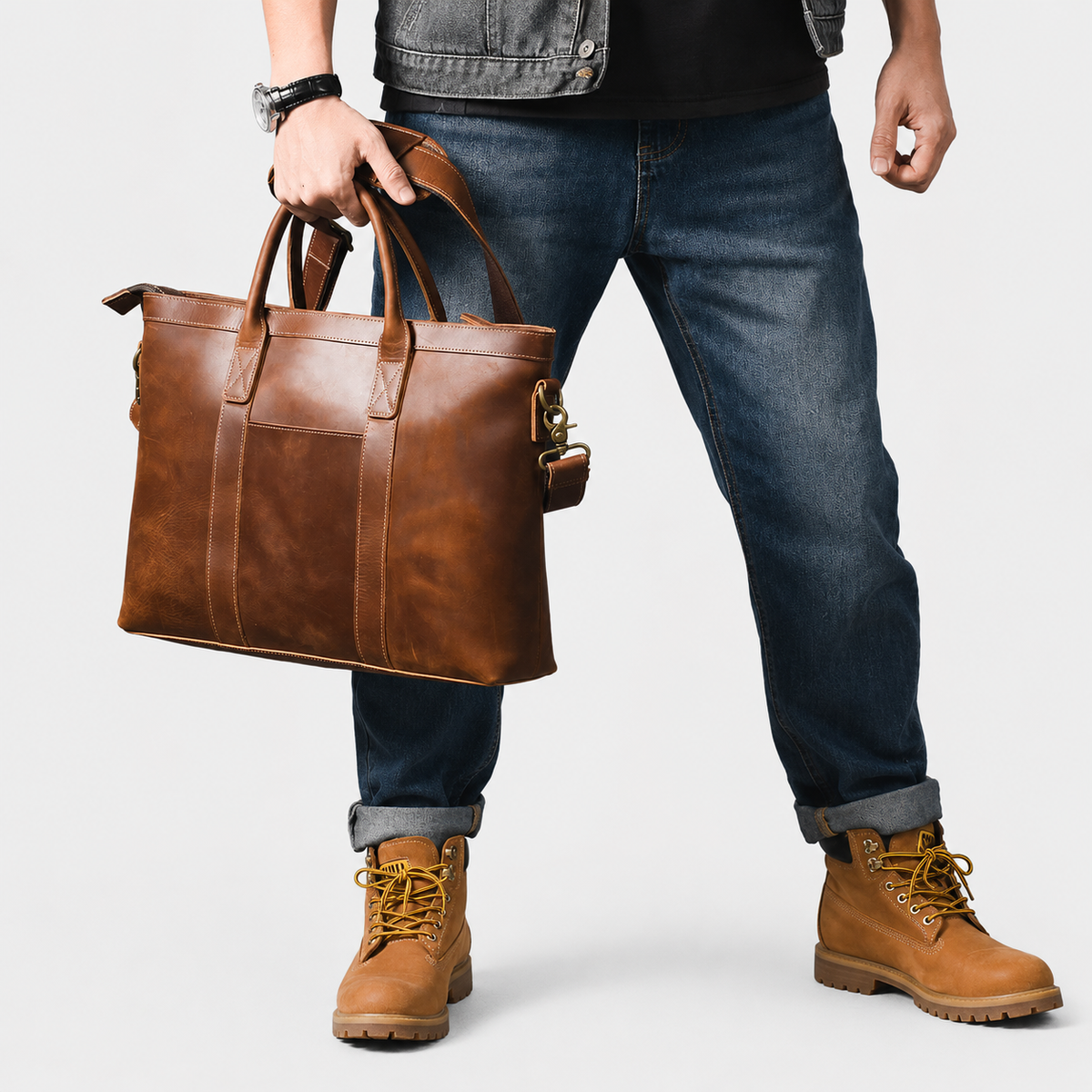Franko Double Handle Leather Tote