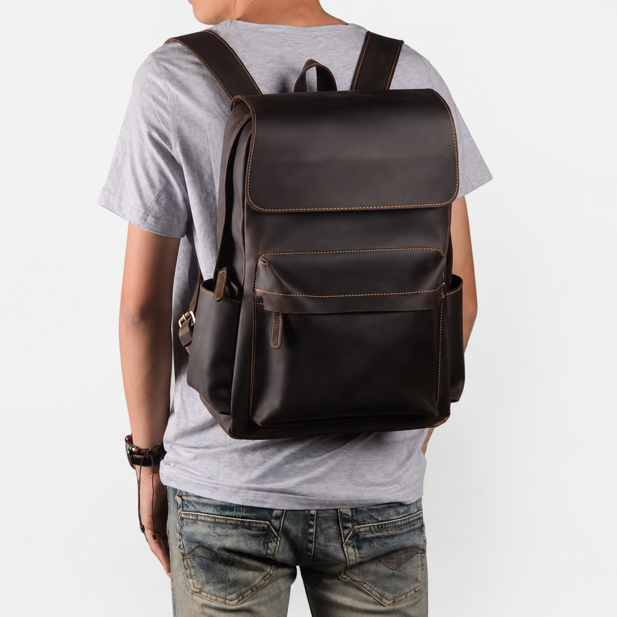 Rowan Large-Capacity Leather Backpack