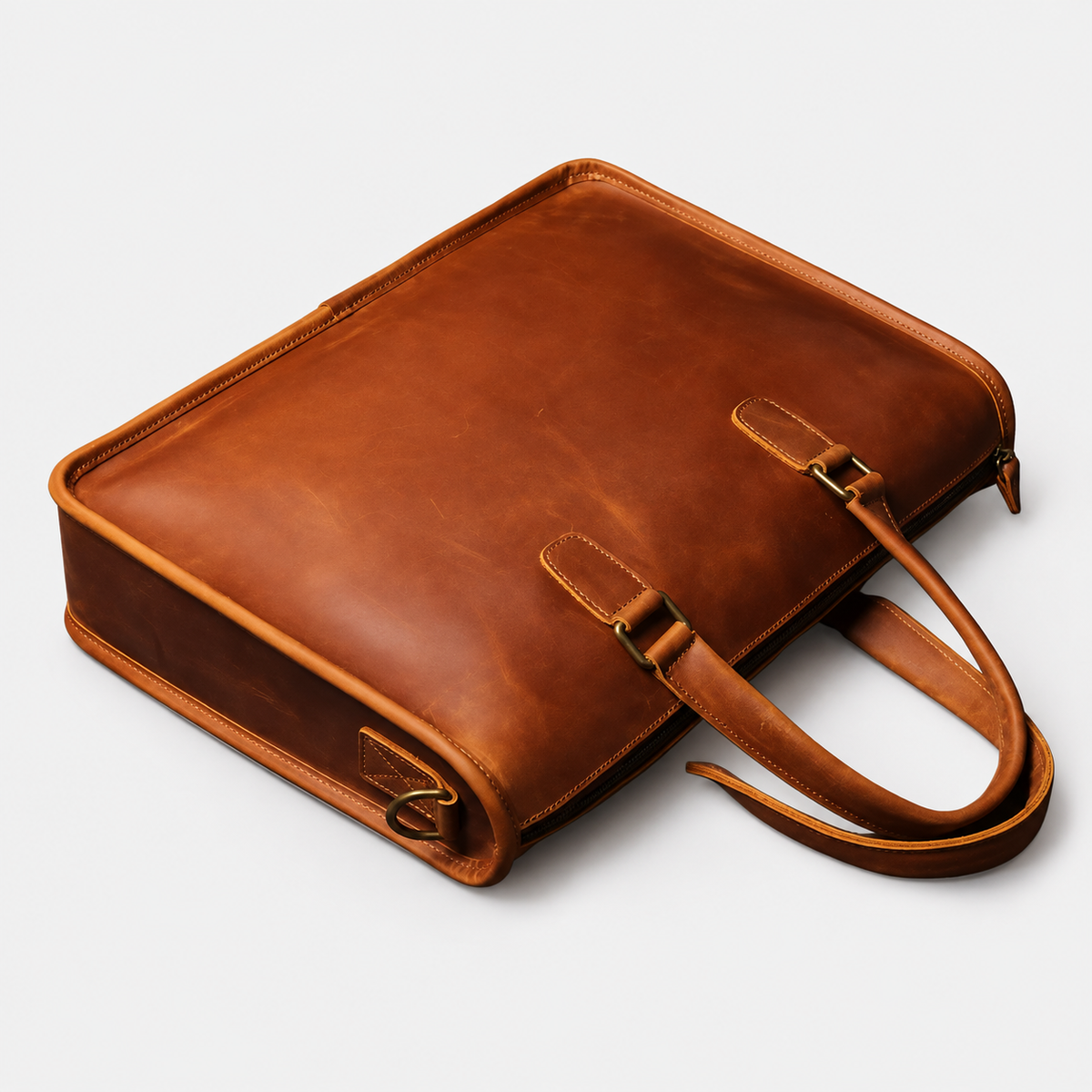 Halston Structured Leather Briefcase