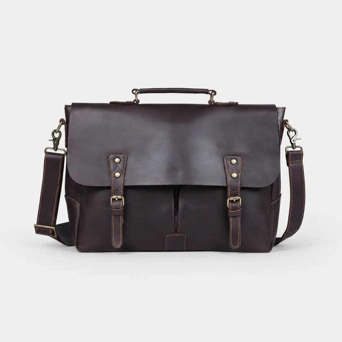 Beau Double Buckle Leather Messenger