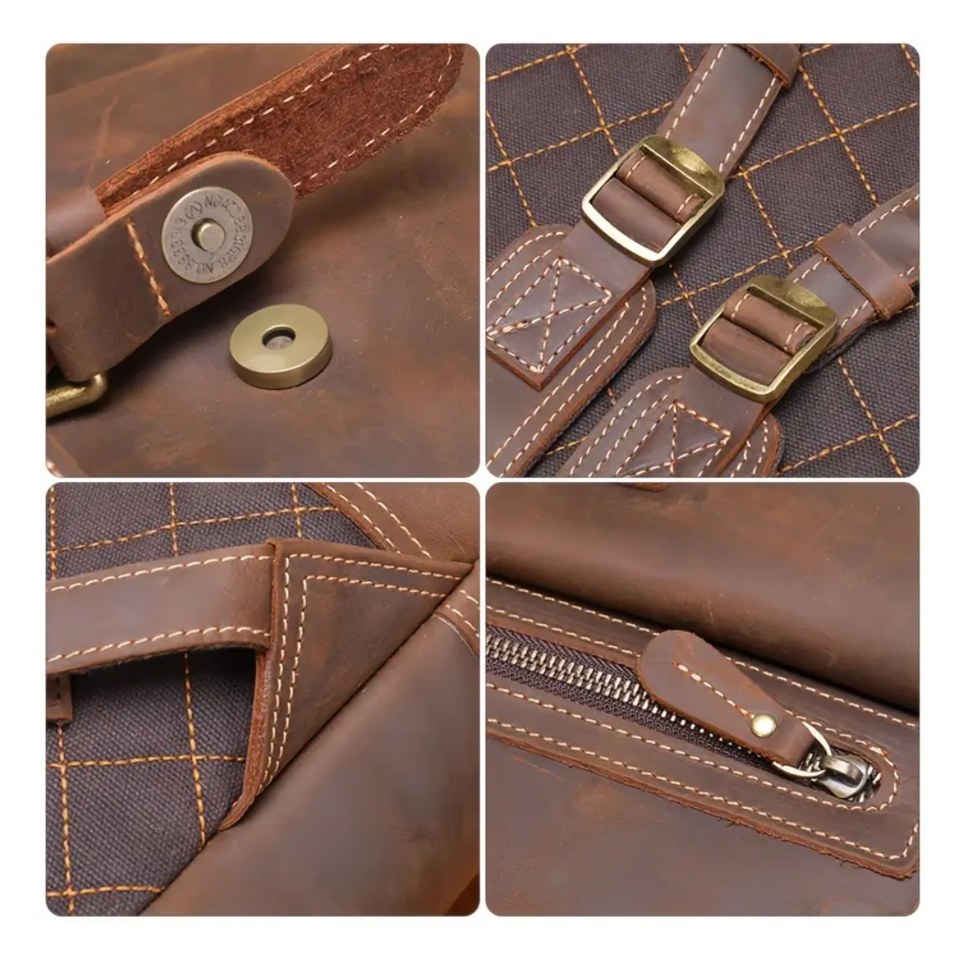 Stephen Roll-Top Leather Backpack