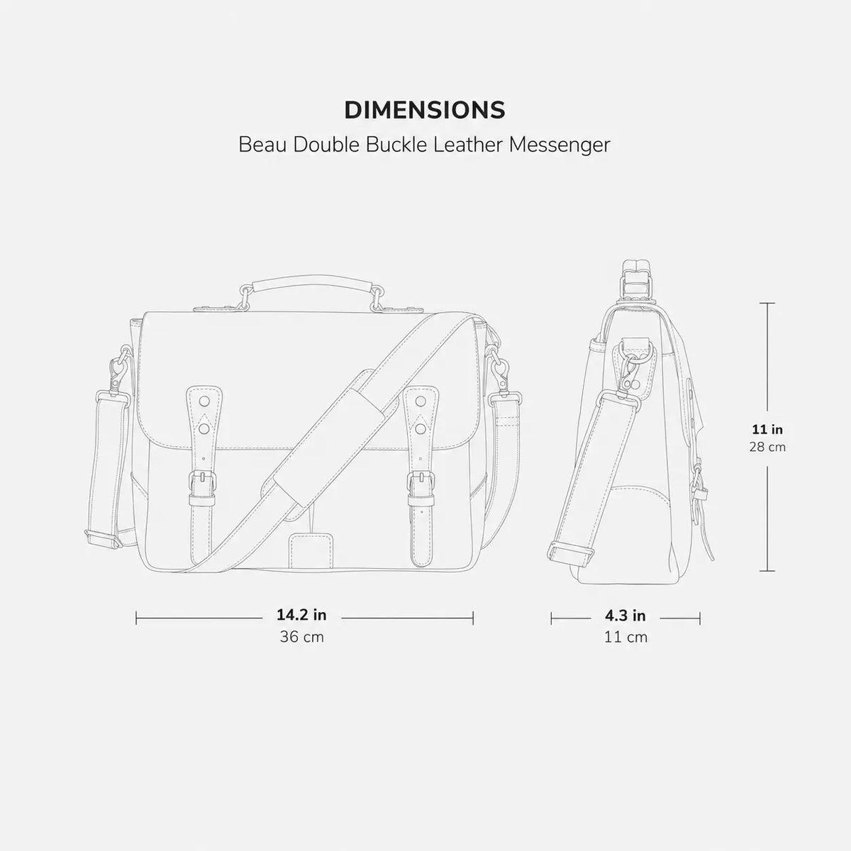 Beau Double Buckle Leather Messenger