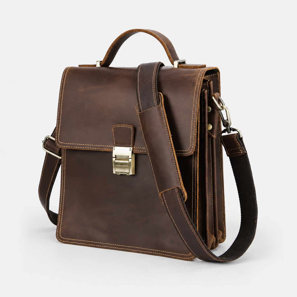 Bancroft Lock-Closure Leather Crossbody
