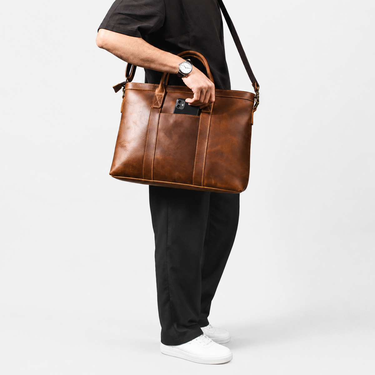Franko Double Handle Leather Tote
