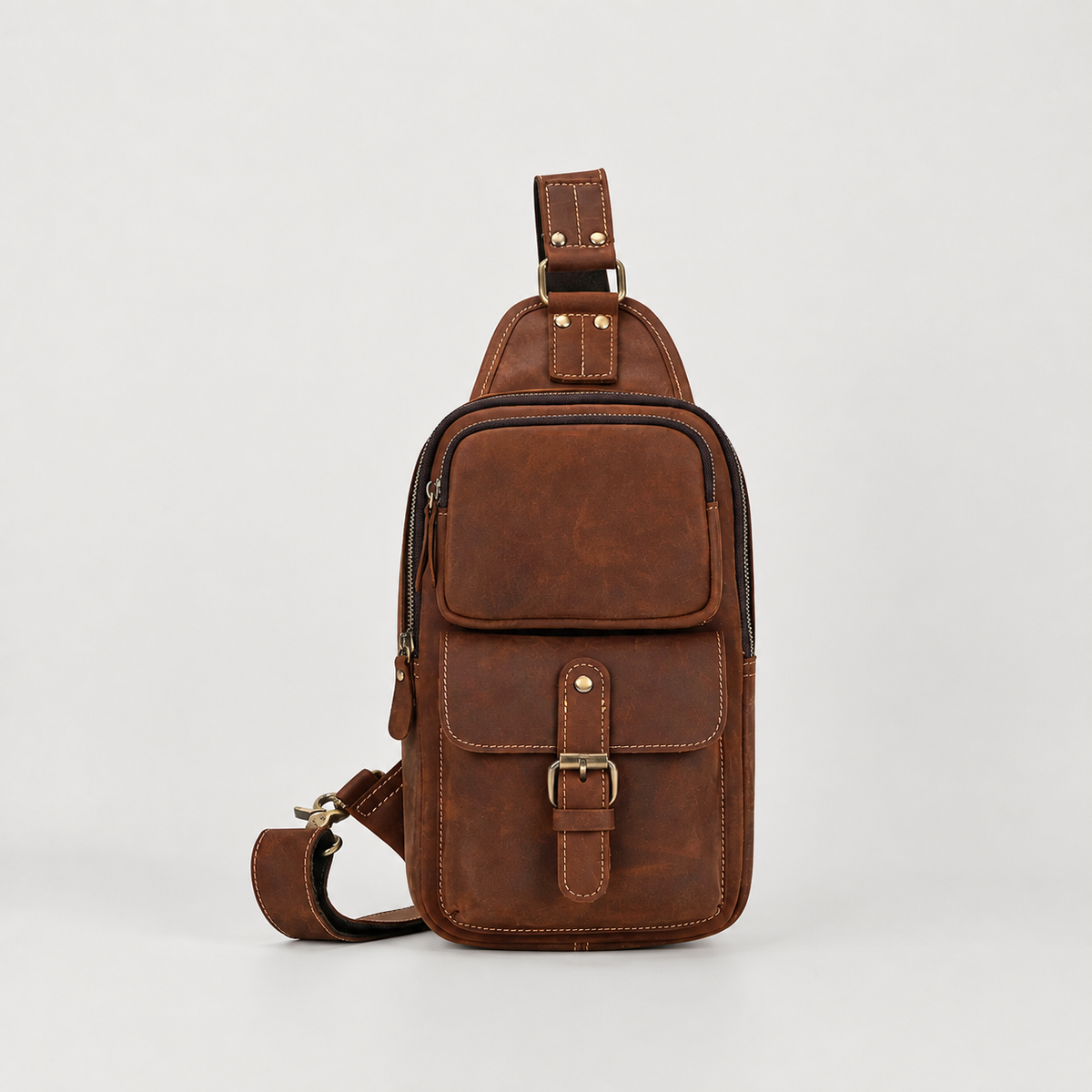 Luis Multi-Pocket Leather Crossbody