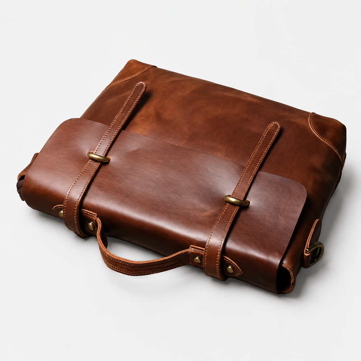 Ashford Twin-Buckle Leather Briefcase