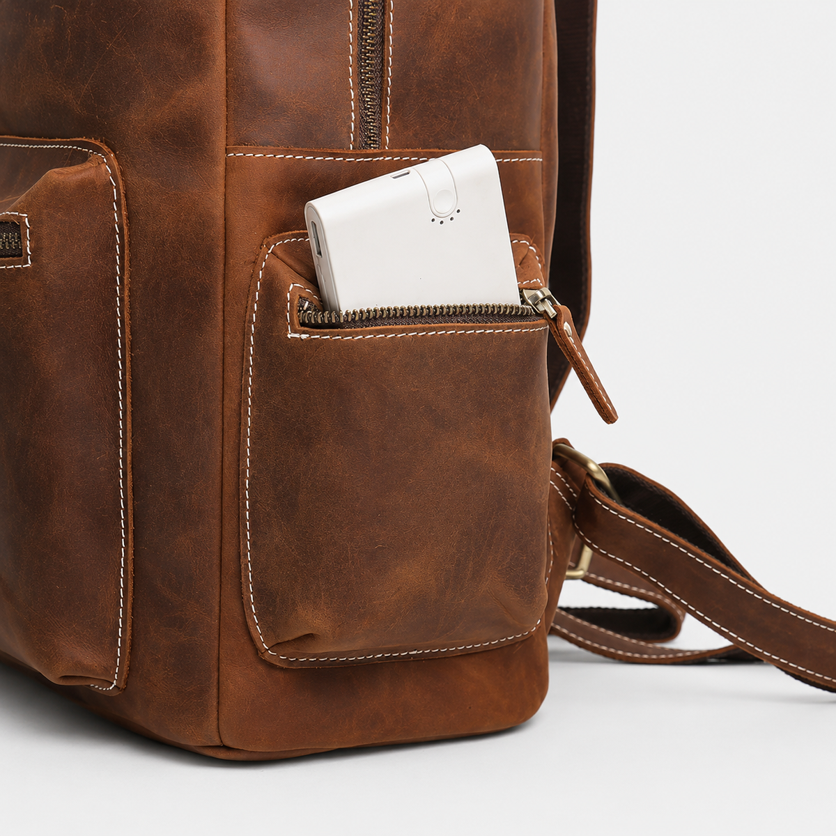 Redorf Twin-Pocket Leather Backpack