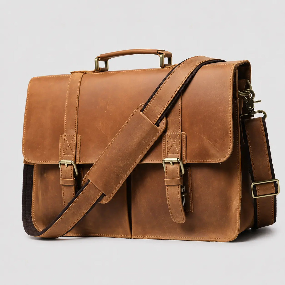 Fletcher Buckle-Flap Leather Messenger