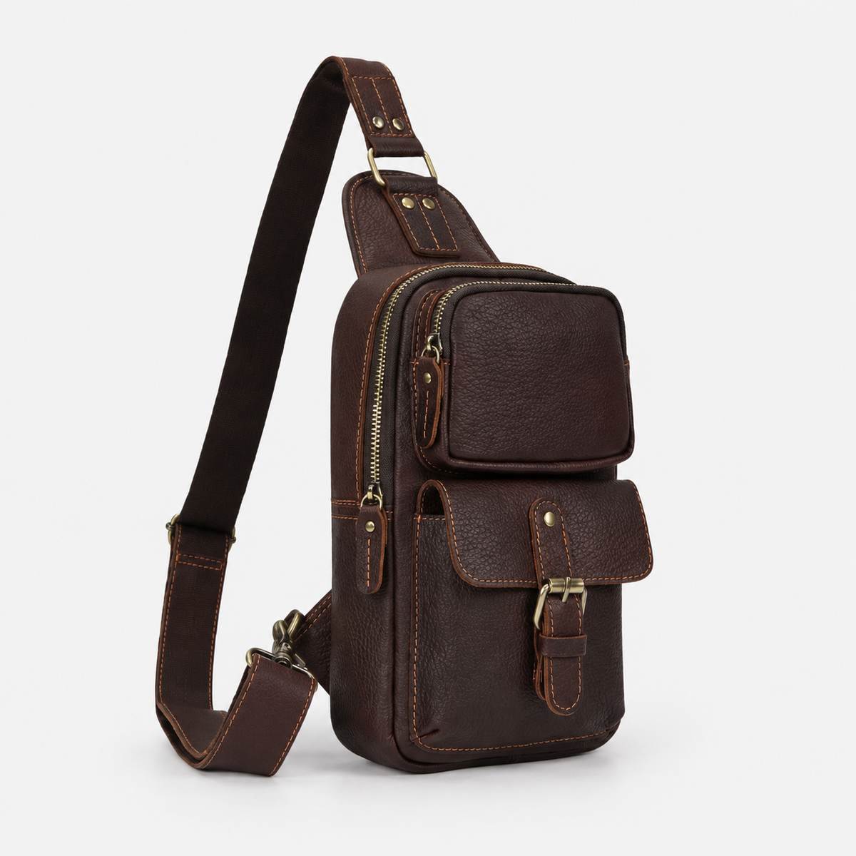 Luis Multi-Pocket Leather Crossbody