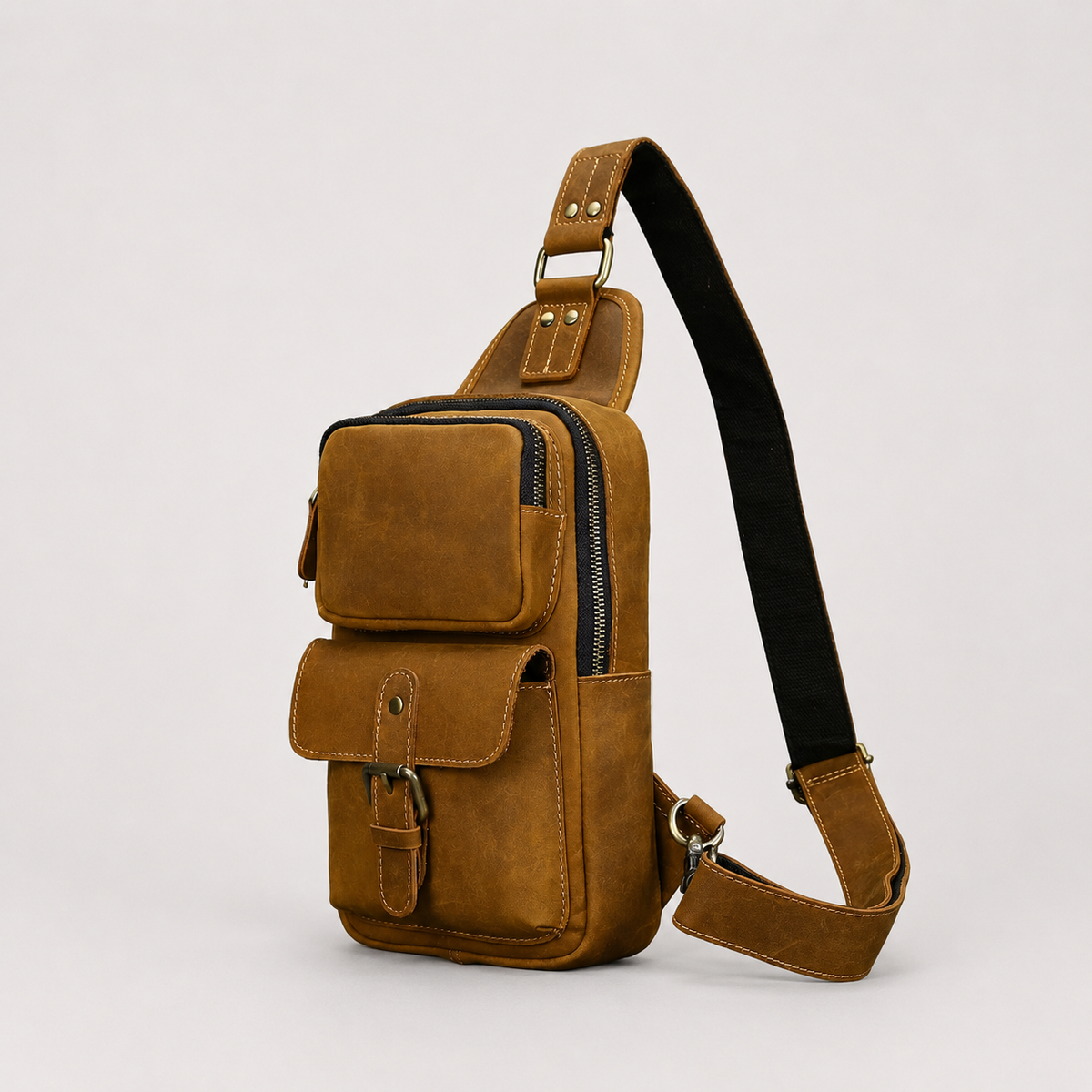 Luis Multi-Pocket Leather Crossbody