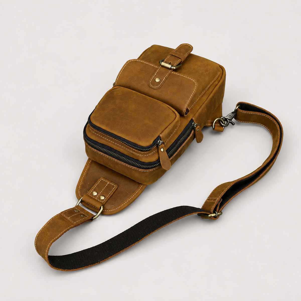 Luis Multi-Pocket Leather Crossbody