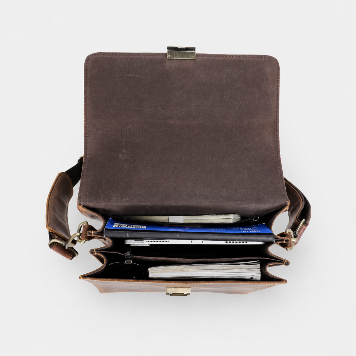 Bancroft Lock-Closure Leather Crossbody