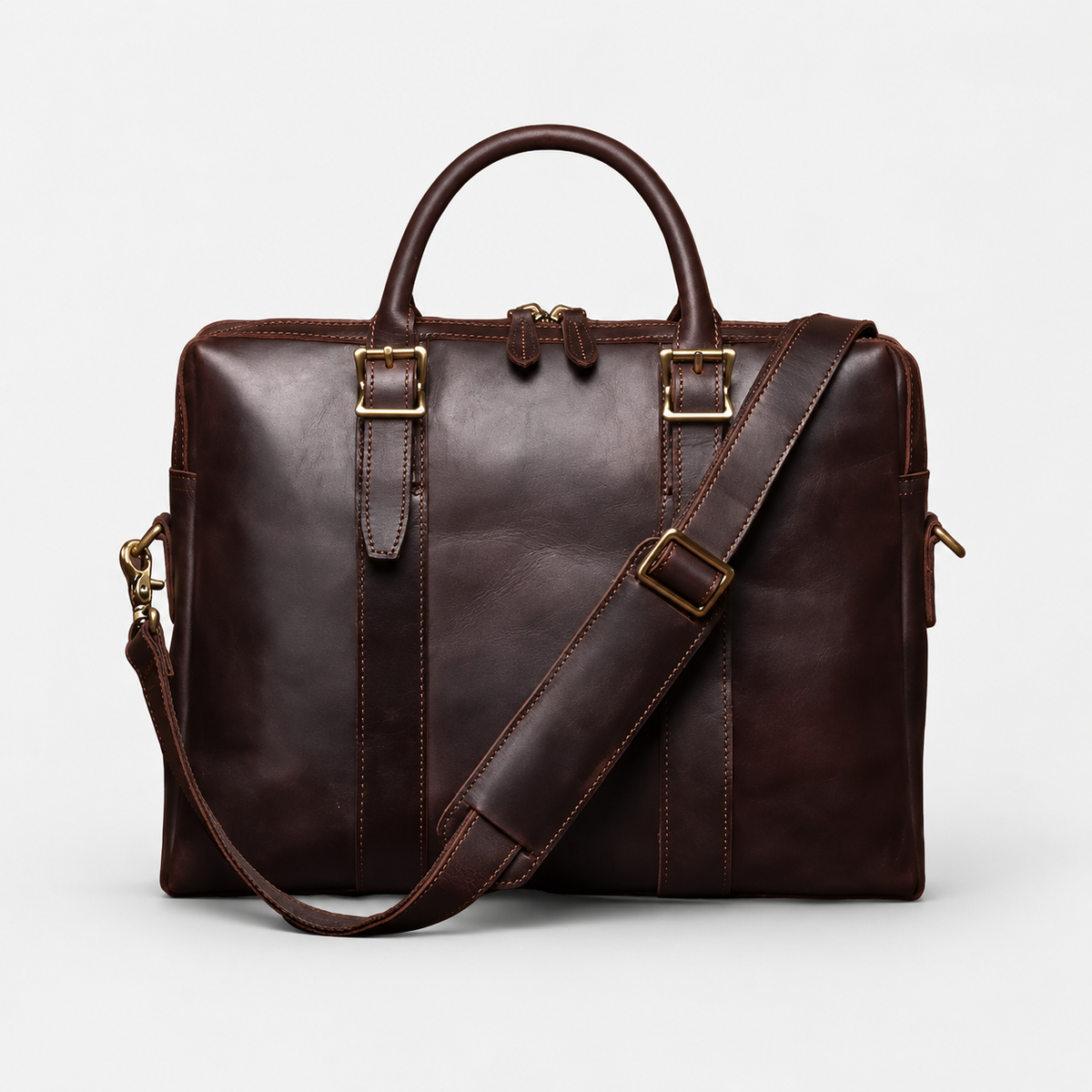 Thornton Wide-Opening Leather Briefcase