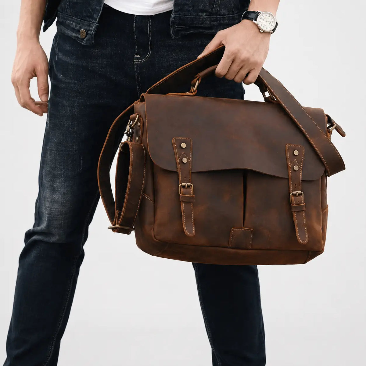 Clinton Classic Leather Messenger