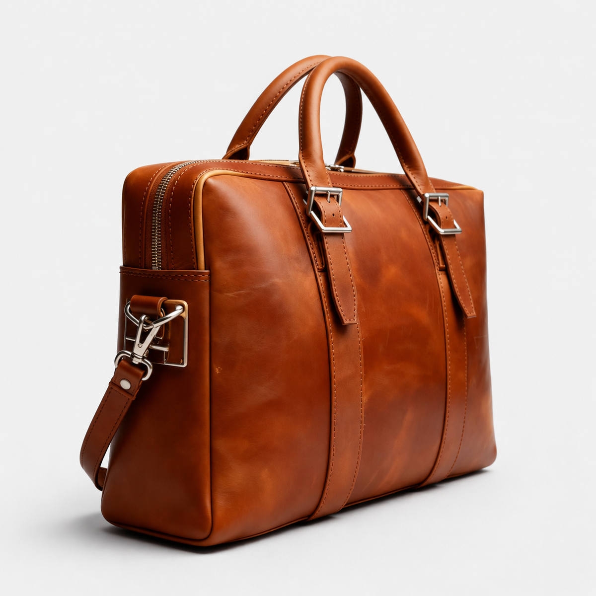 Thornton Wide-Opening Leather Briefcase