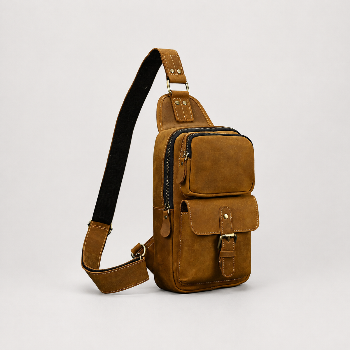 Luis Multi-Pocket Leather Crossbody