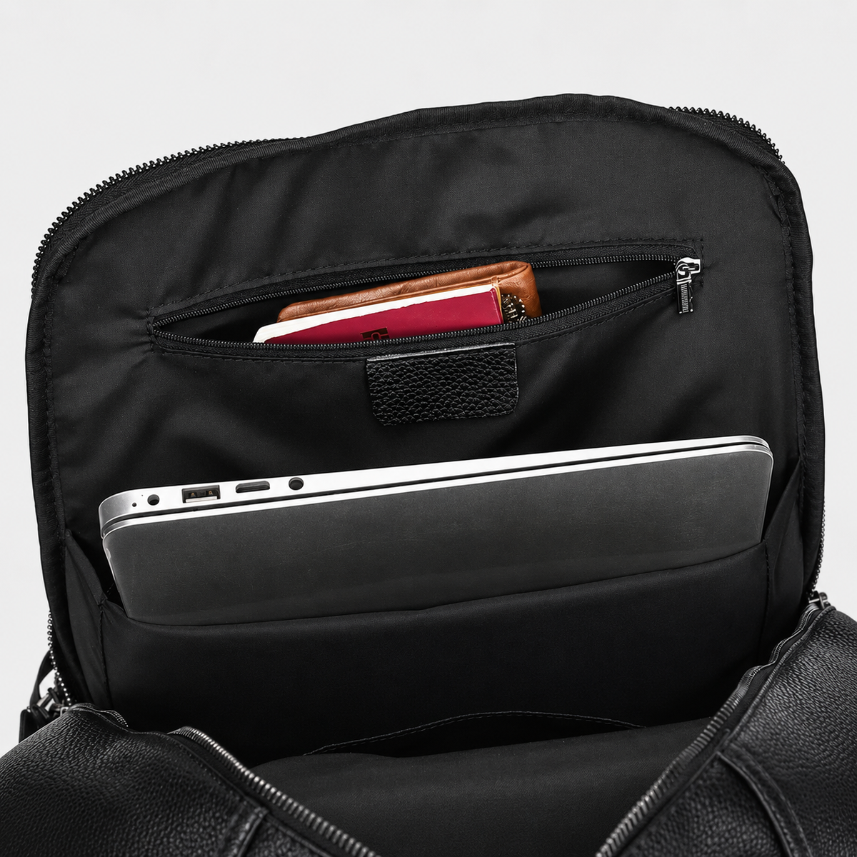Everett Zip Leather Laptop Backpack