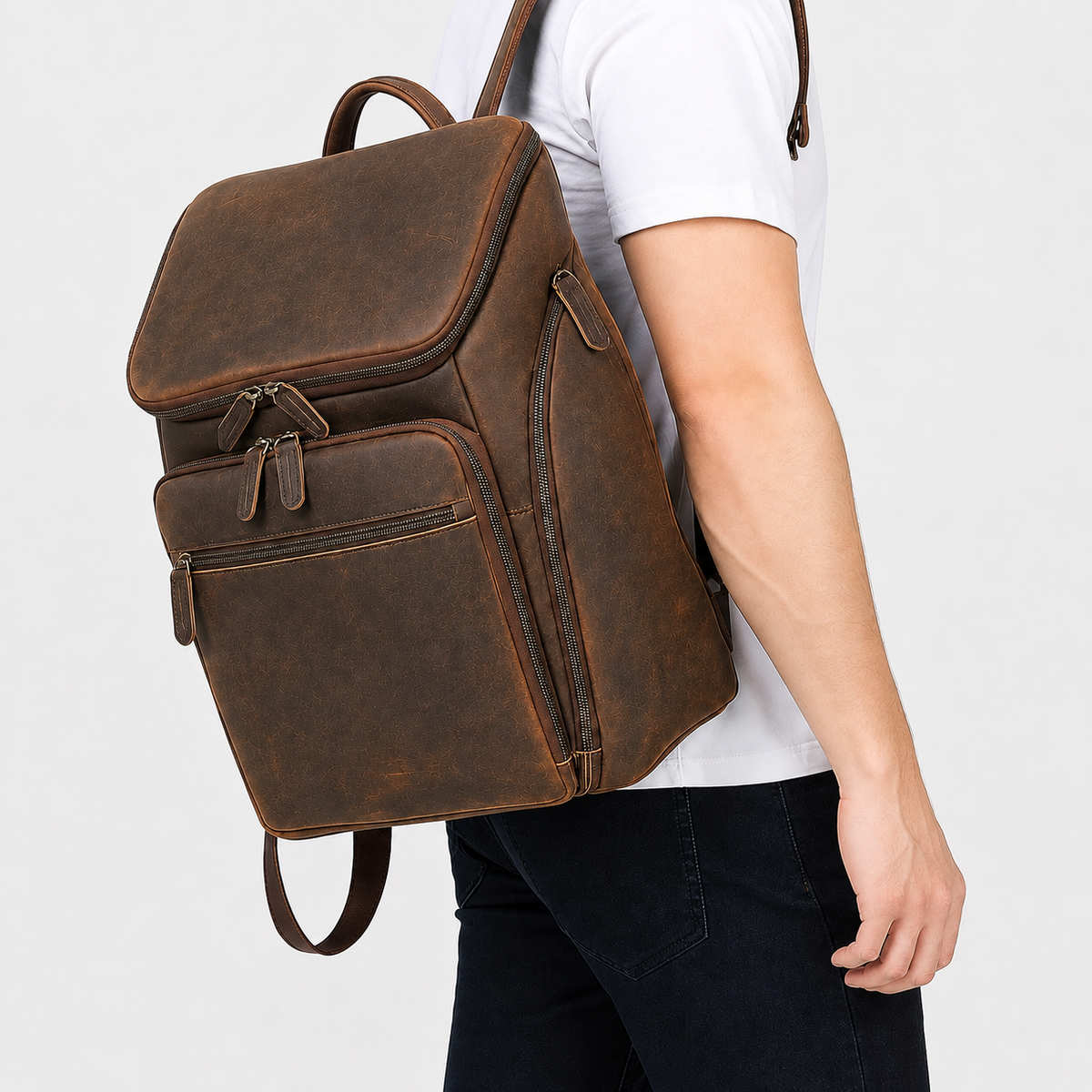Laurent Leather Daily Carry Backpack