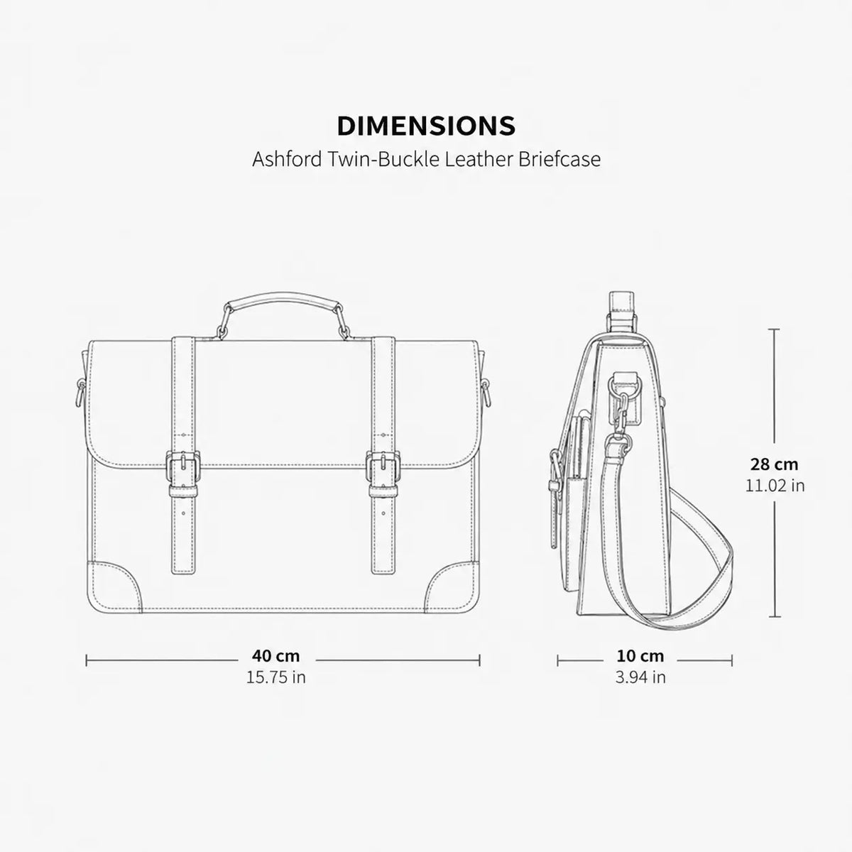 Ashford Twin-Buckle Leather Briefcase