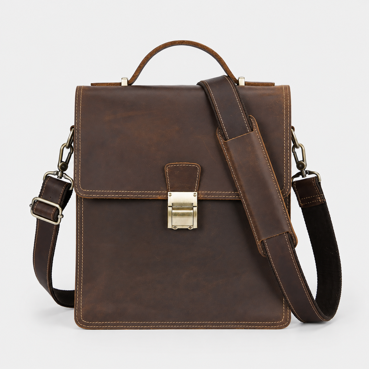 Bancroft Lock-Closure Leather Crossbody