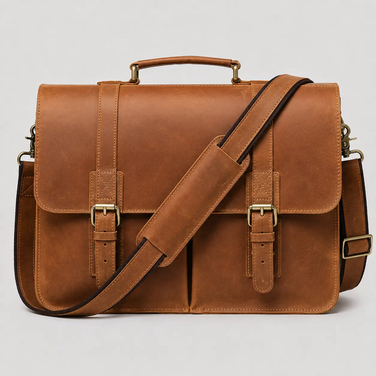 Fletcher Buckle-Flap Leather Messenger
