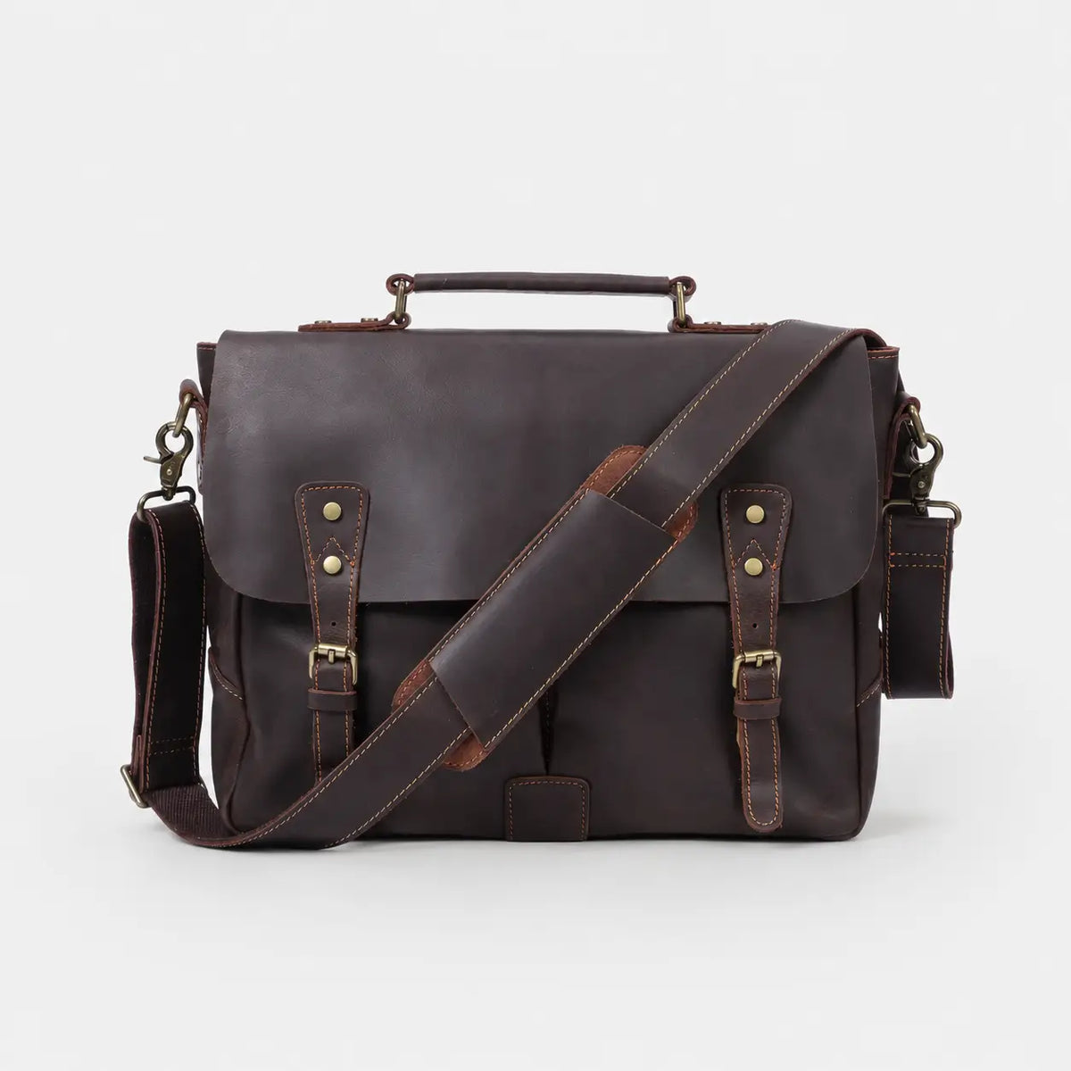 Beau Double Buckle Leather Messenger
