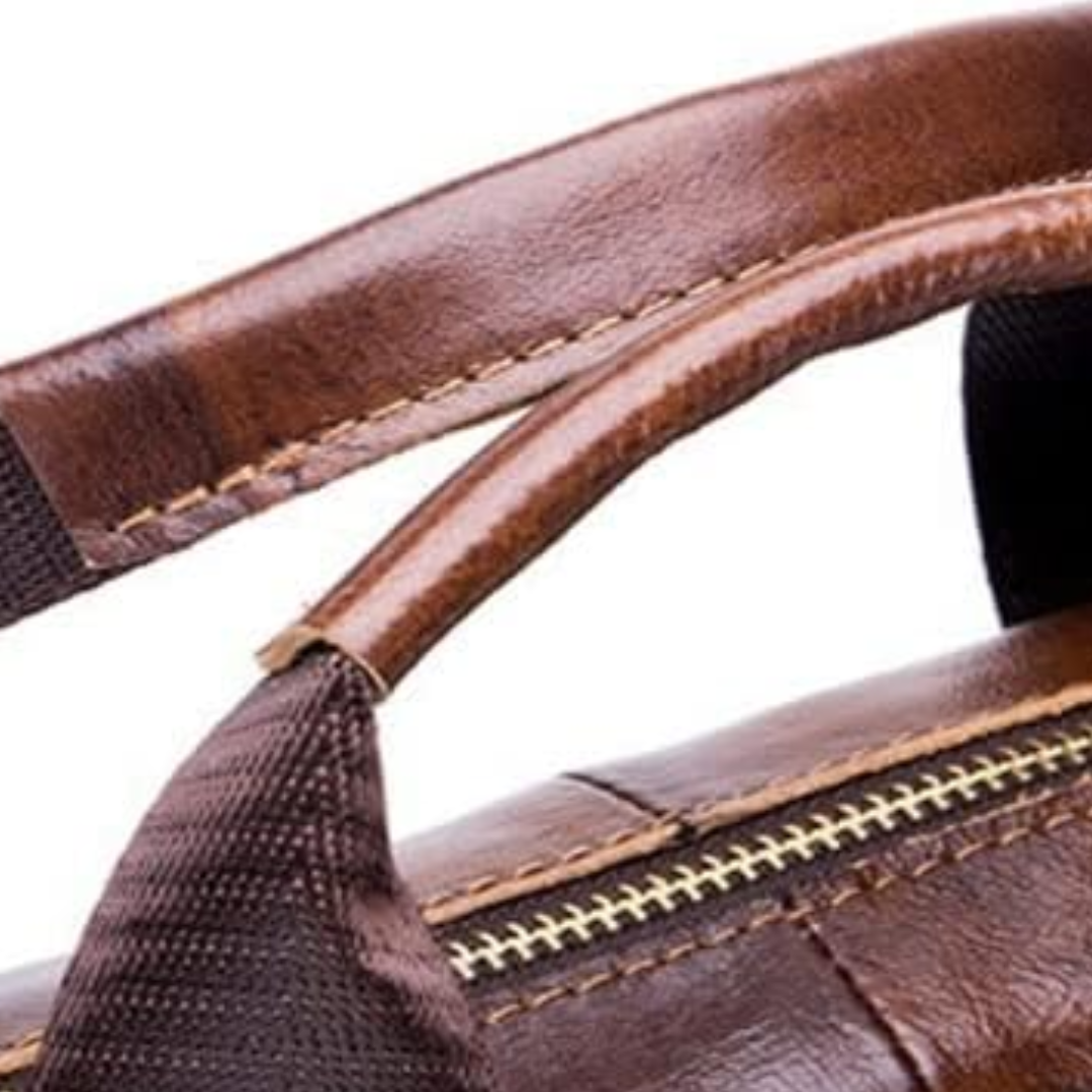 Anthony Front Zip Leather Briefcase