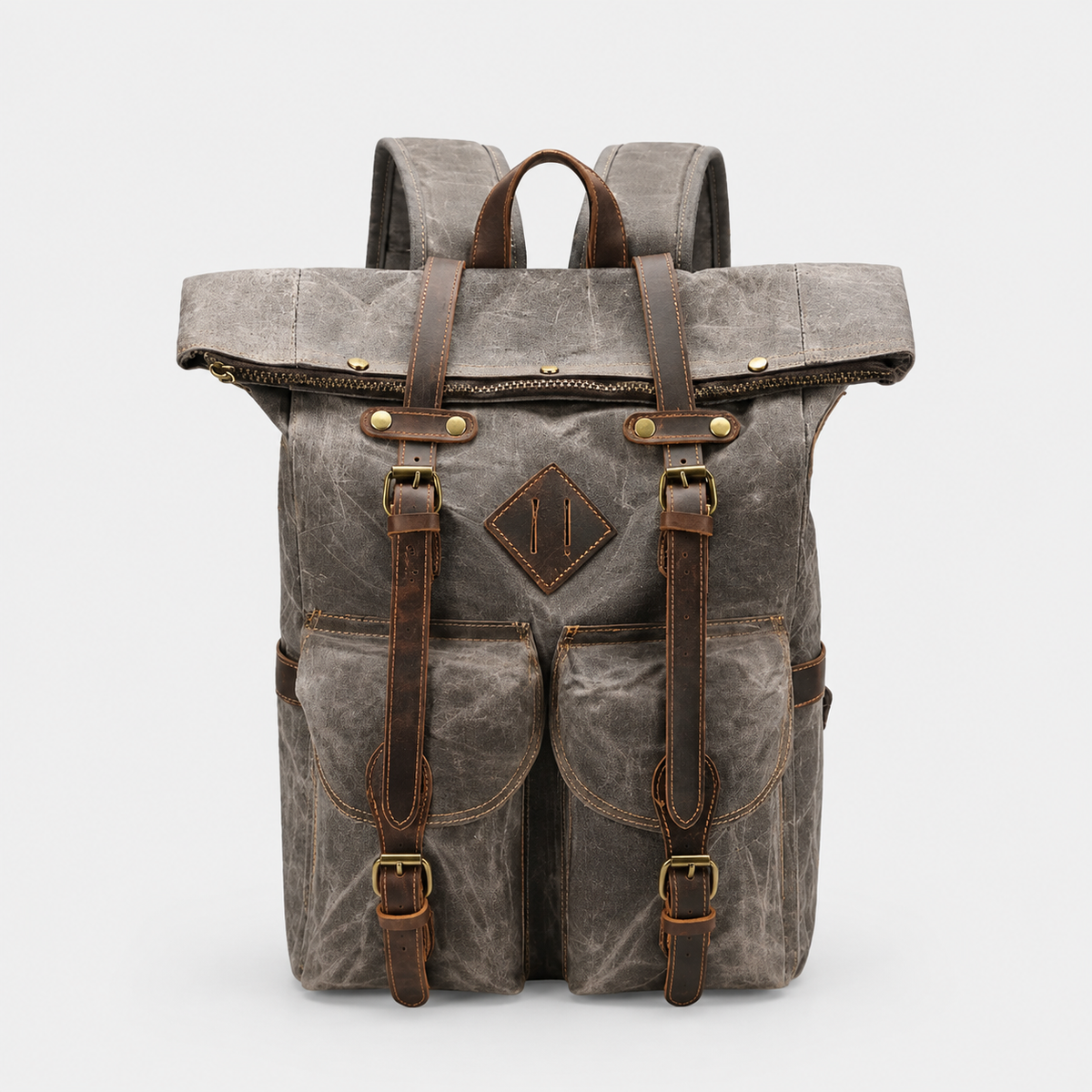 Edril Tall Roll-Top Canvas Backpack