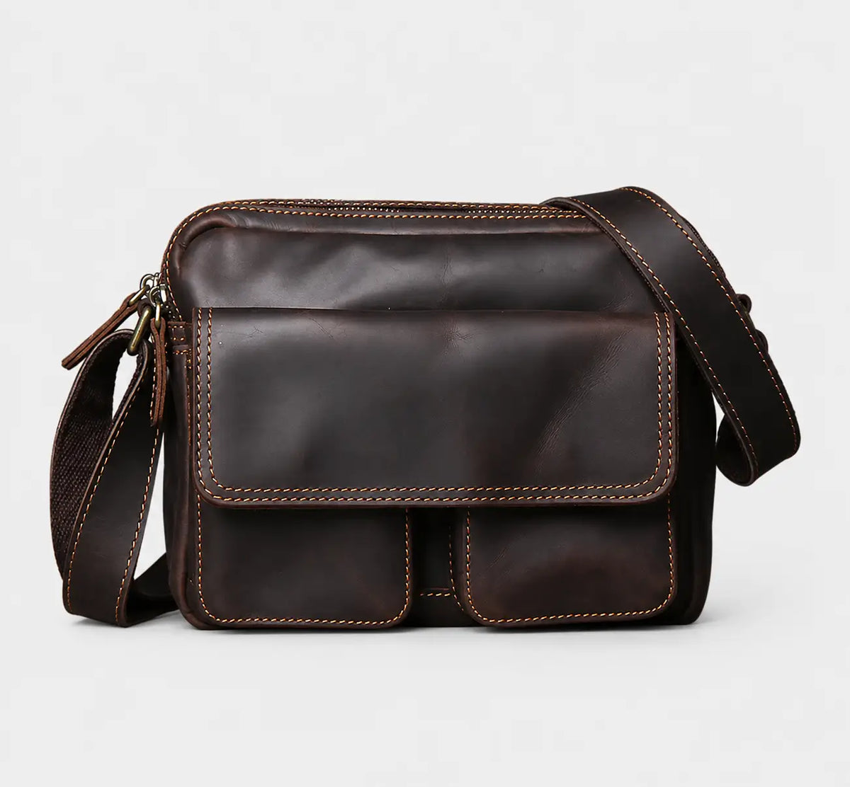 Harrison Flap-Front Leather Crossbody