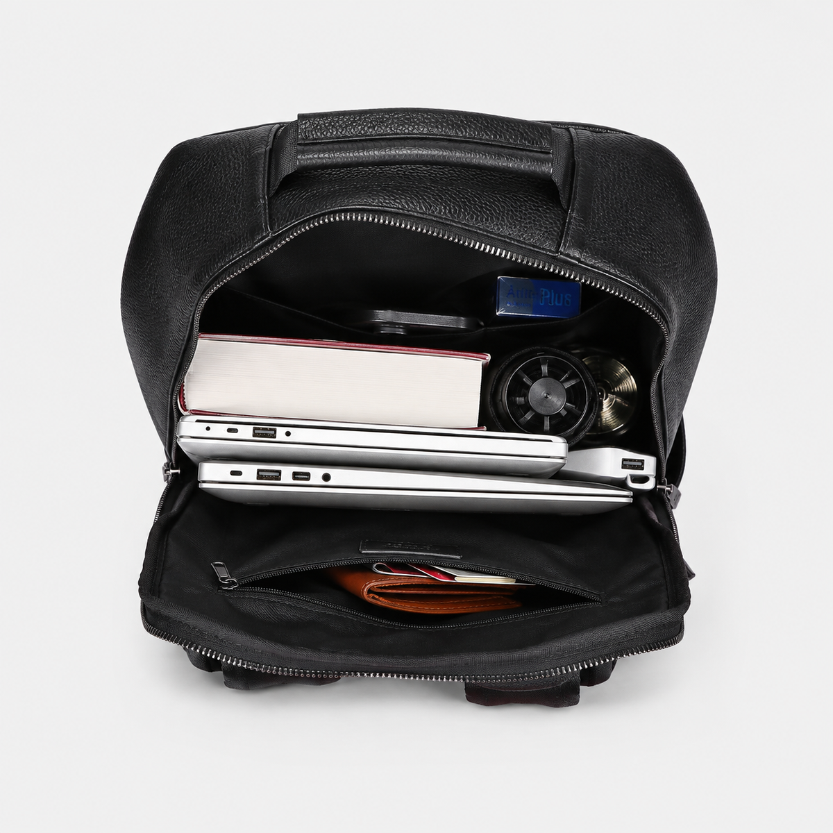 Everett Zip Leather Laptop Backpack