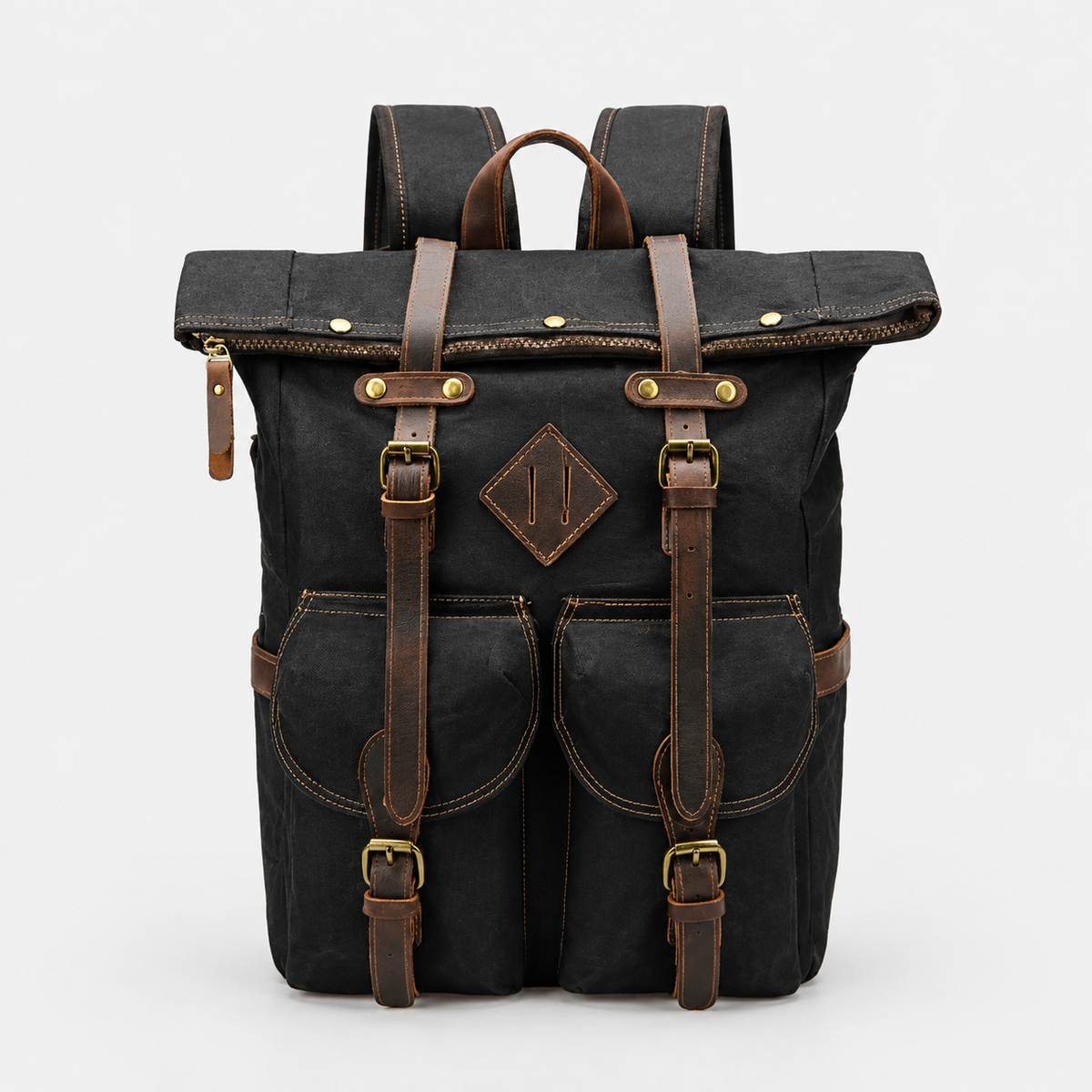 Edril Tall Roll-Top Canvas Backpack