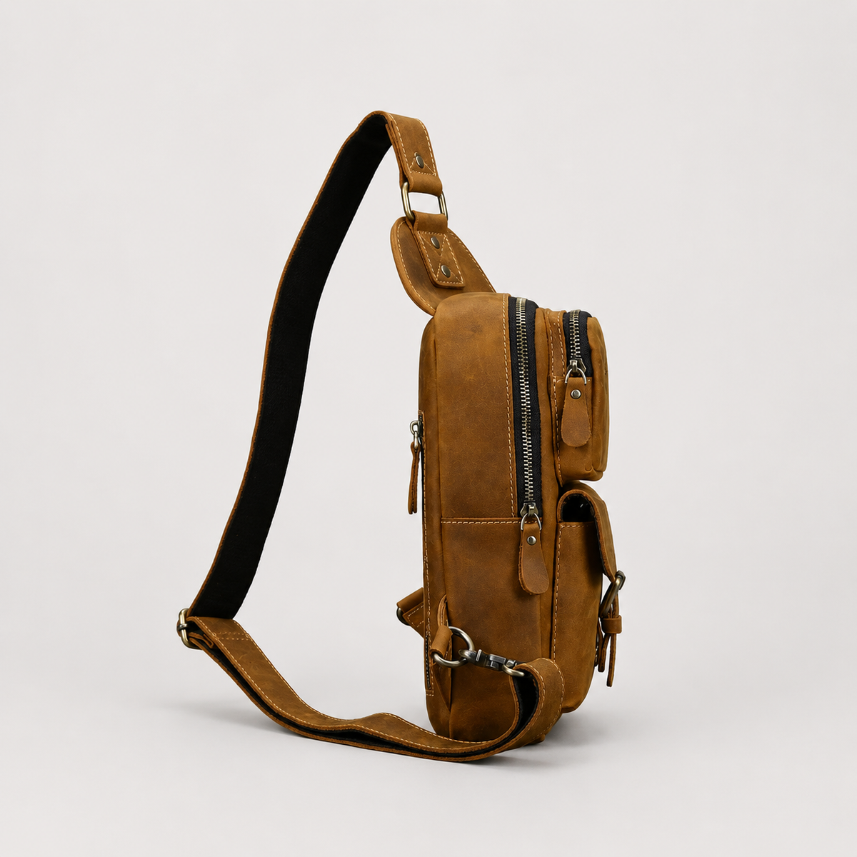 Luis Multi-Pocket Leather Crossbody