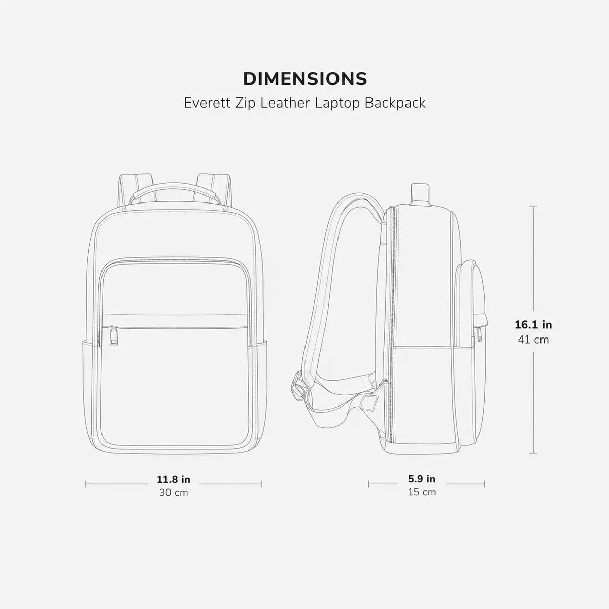 Everett Zip Leather Laptop Backpack