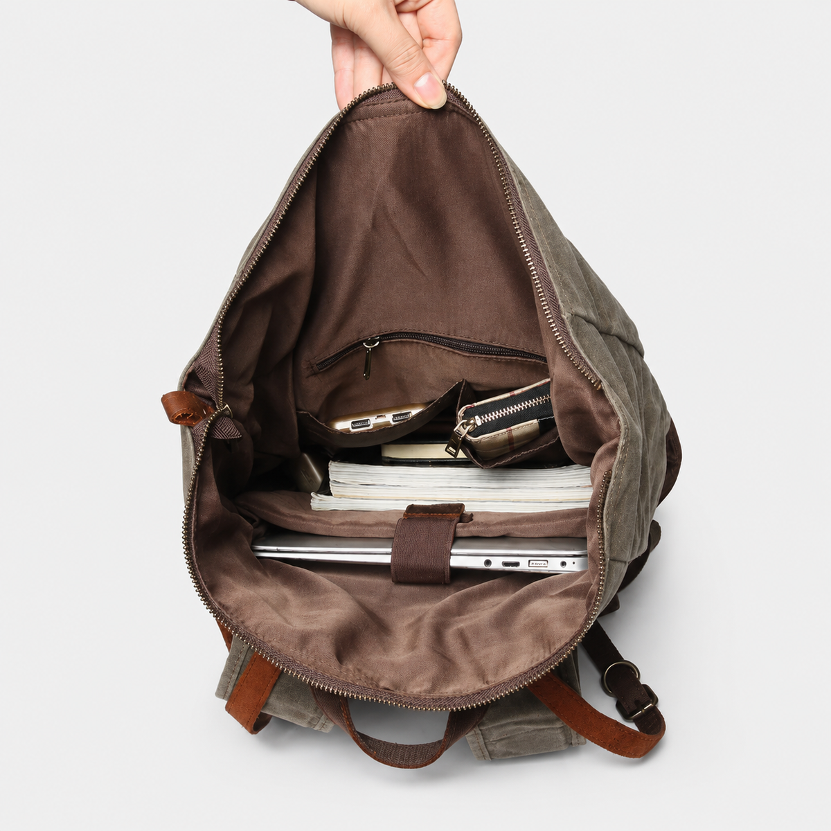 Edril Tall Roll-Top Canvas Backpack