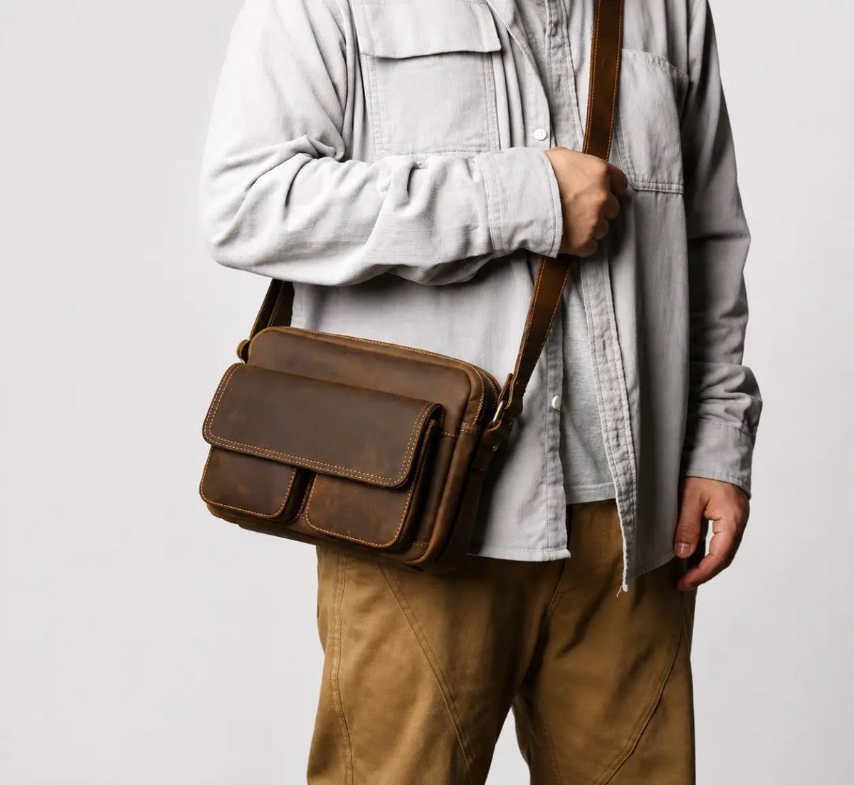 Harrison Flap-Front Leather Crossbody