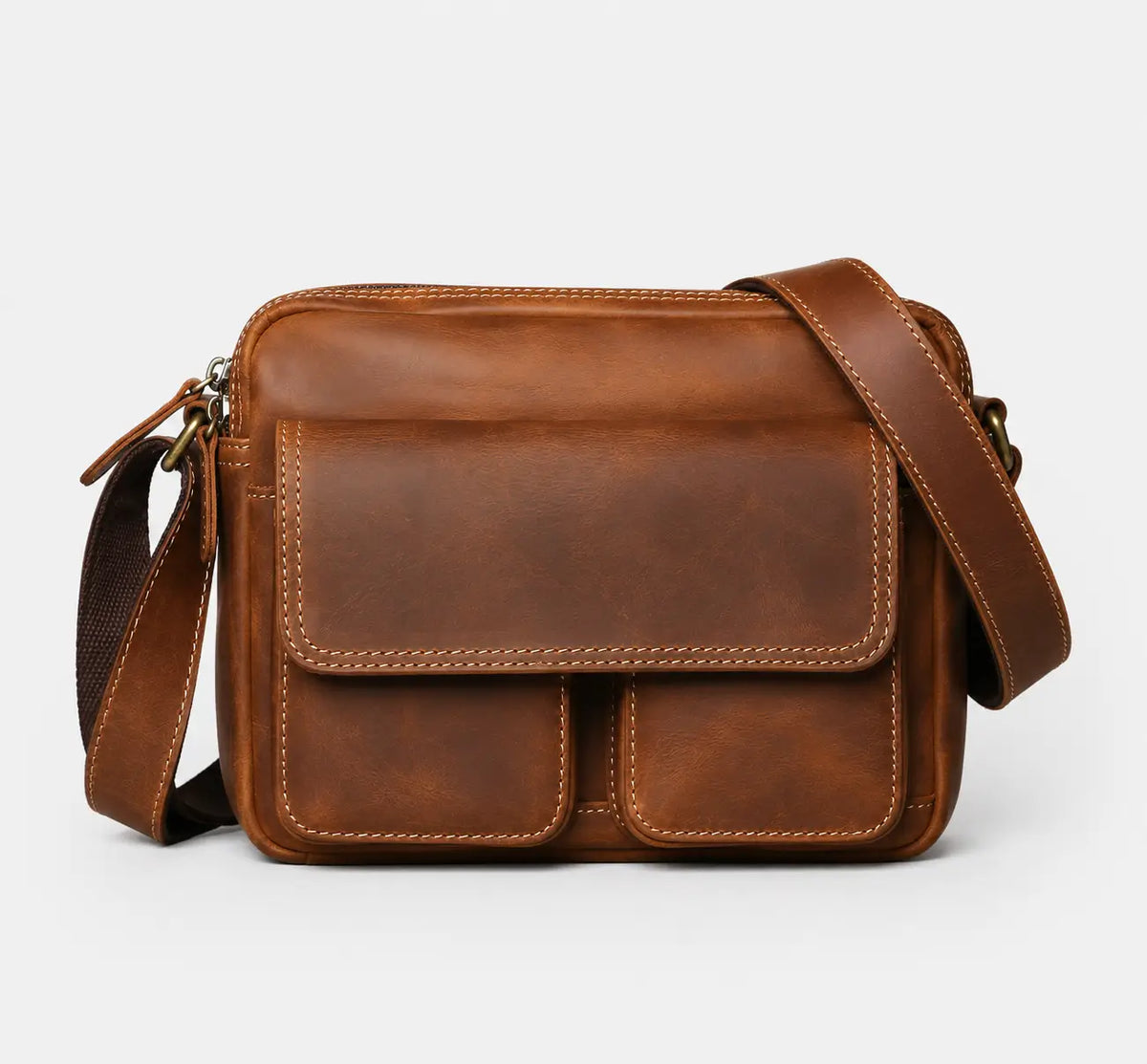 Harrison Flap-Front Leather Crossbody